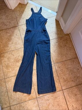 Hayden Dark Blue Denim Wide-Leg Jumpsuit
